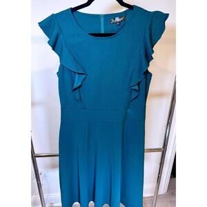 Yathon XL Teal Ruffle Dress - New With Tags